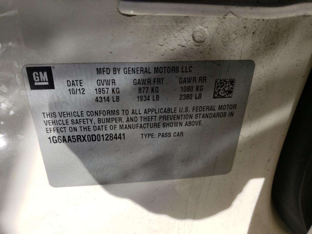 1G6AA5RX0D0128441 2013 Cadillac Ats