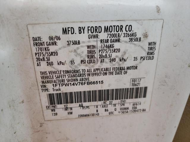 2006 Ford F150 Super 5.4L(VIN: 1FTPW14V76FB66515