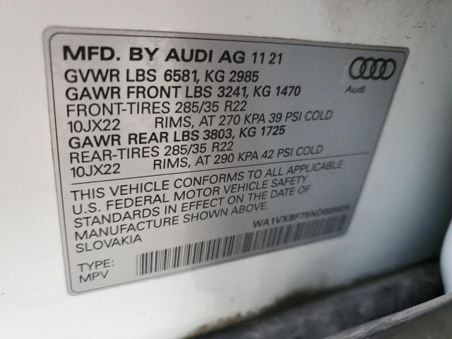 WA1VXBF75ND005626 | 2022 AUDI Q7 PRESTIG