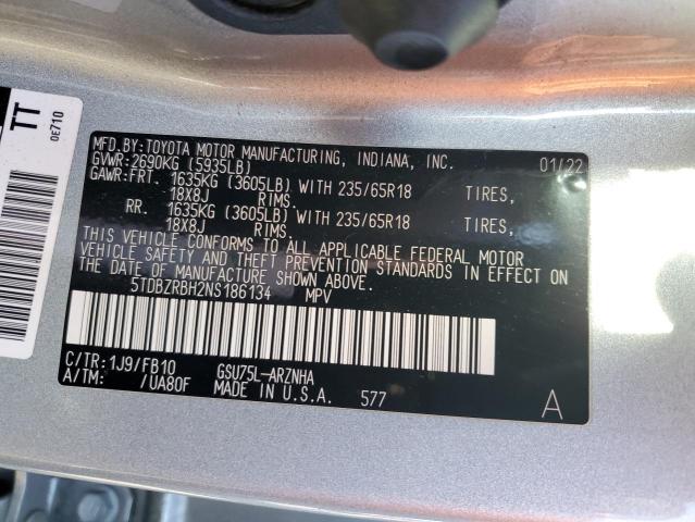 VIN 5TDBZRBH2NS186134 2022 Toyota Highlander, L no.14