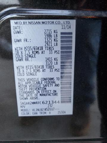 5N1AR2MM4FC621344 | 2015 Nissan pathfinder s