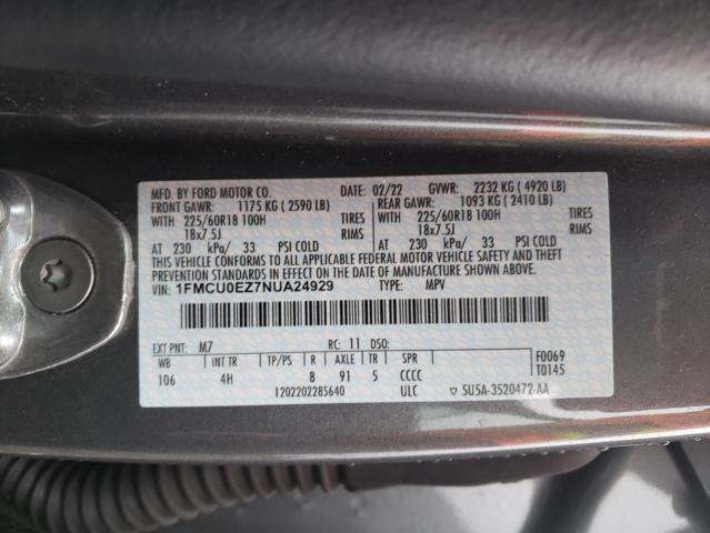 1FMCU0EZ7NUA24929 | 2022 FORD ESCAPE SE