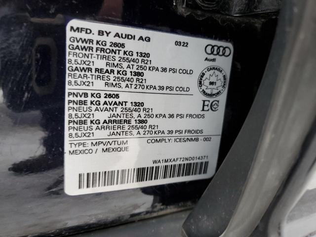 2022 AUDI Q7 PROGRES - WA1MXAF72ND014371