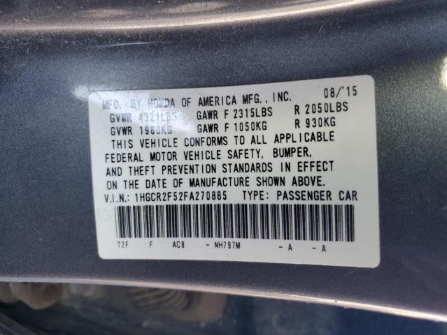 1HGCR2F52FA270885 | 2015 HONDA ACCORD SPO