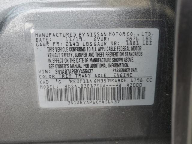 3N1AB7AP6KY456437 | 2019 NISSAN SENTRA S