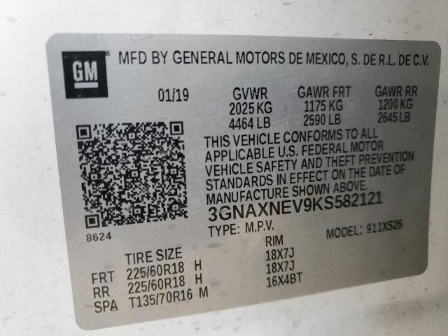 3GNAXNEV9KS582121 | 2019 CHEVROLET EQUINOX PR