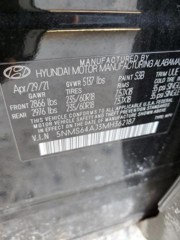 5NMS64AJ3MH362187 | 2021 HYUNDAI SANTA FE S