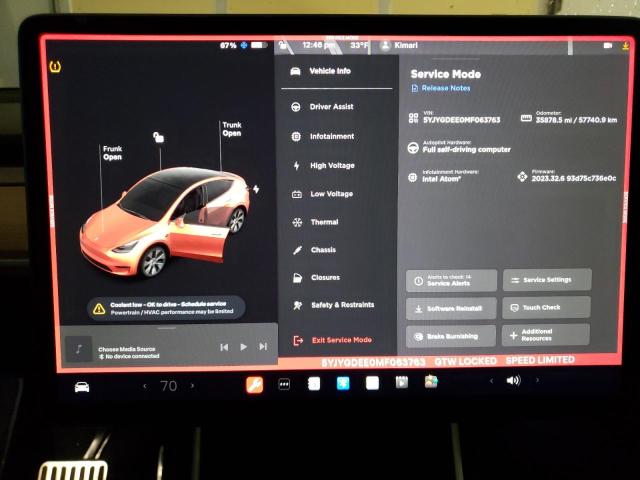 5YJYGDEE0MF063763 | 2021 TESLA MODEL Y