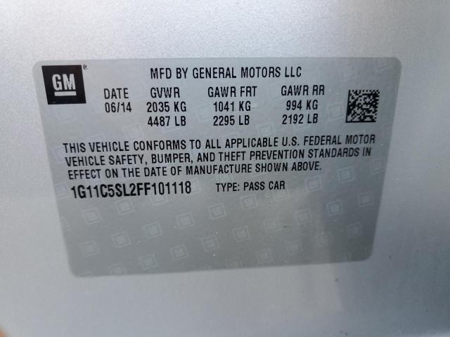 1G11C5SL2FF101118 | 2015 CHEVROLET MALIBU 1LT