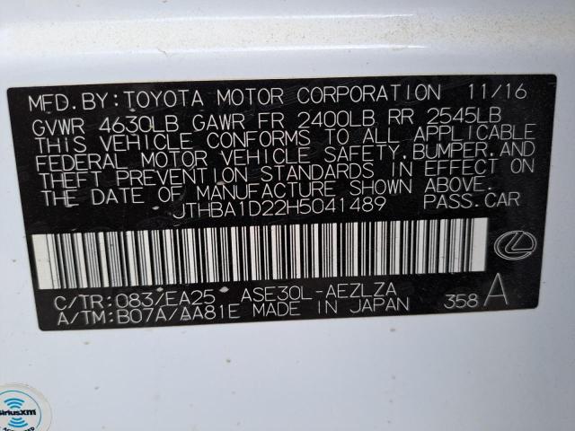Auction sale of the 2017 Lexus Is 200t , vin: JTHBA1D22H5041489, lot number: 382413103