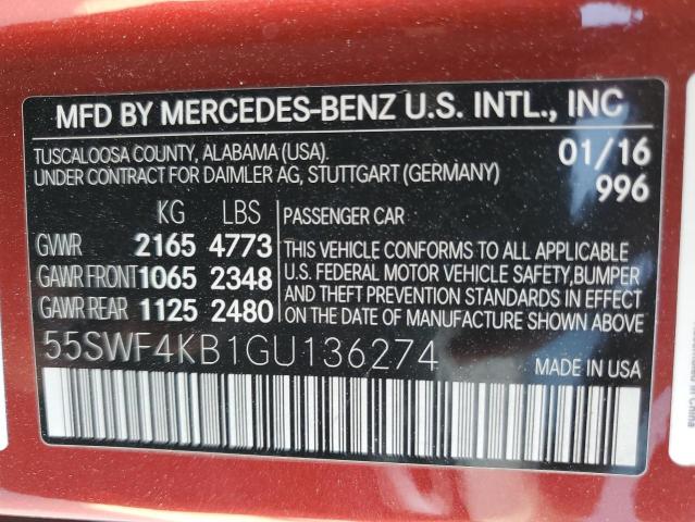 55SWF4KB1GU136274 2016 MERCEDES-BENZ C-CLASS - Image 12