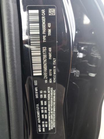 2022 ALFA ROMEO GIULIA SUP ZARFAMBN7N7661763