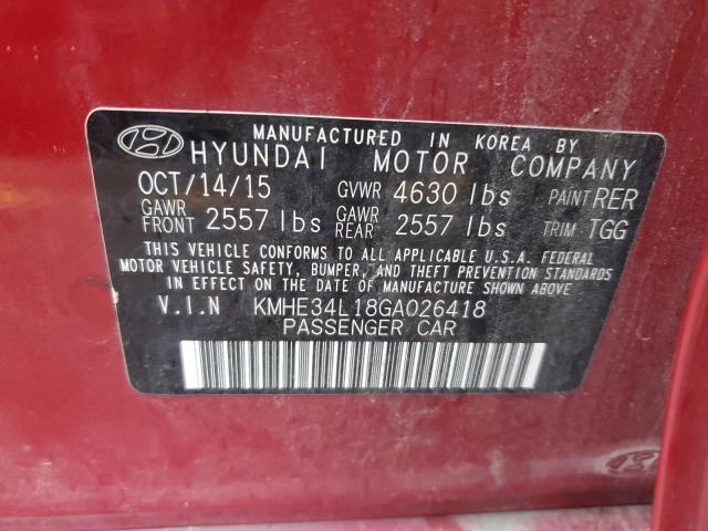 KMHE34L18GA026418 | 2016 HYUNDAI SONATA HYB