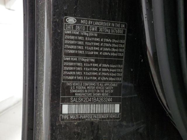 2011 Land Rover Range Rover Sport Lux VIN: SALSK2D41BA263244 Lot: 79047823