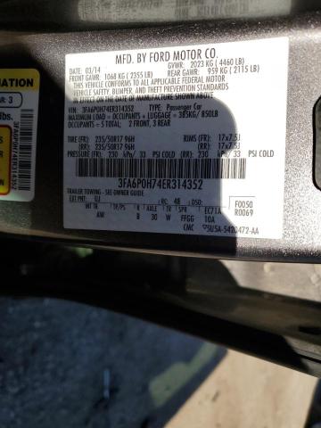 3FA6P0H74ER314352 | 2014 FORD FUSION SE