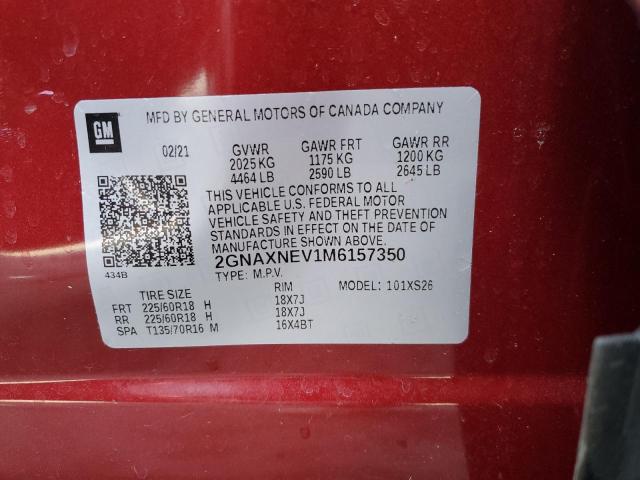 2GNAXNEV1M6157350 | 2021 CHEVROLET EQUINOX PR