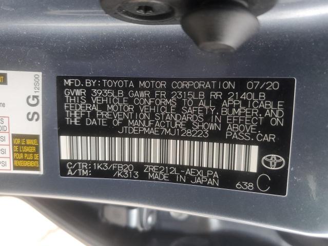 JTDEPMAE7MJ128223 | 2021 TOYOTA COROLLA LE