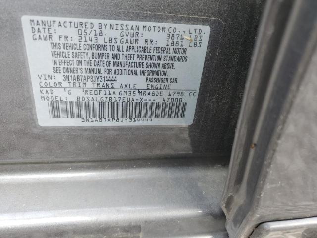 3N1AB7AP8JY314444 | 2018 NISSAN SENTRA S