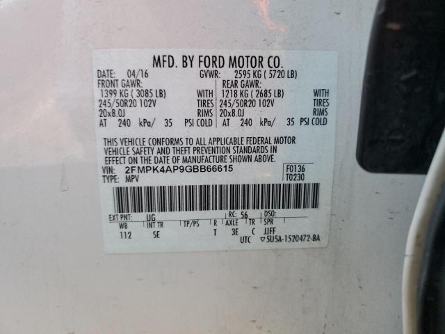 2FMPK4AP9GBB66615 2016 FORD EDGE, photo no. 13