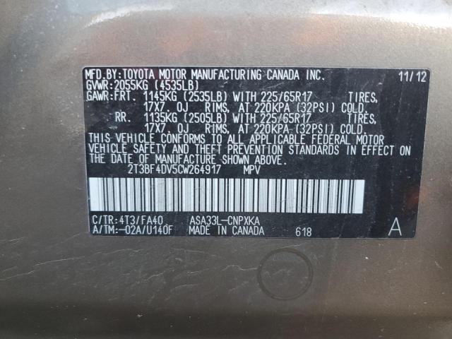 2T3BF4DV5CW264917 | 2012 Toyota rav4