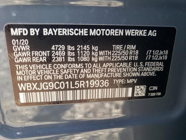 WBXJG9C01L5R19936 | 2020 BMW X1 XDRIVE2