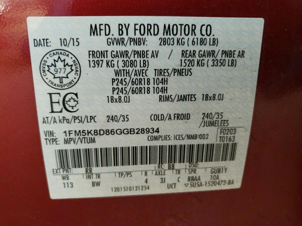 1FM5K8D86GGB28934 2016 Ford Explorer Xlt