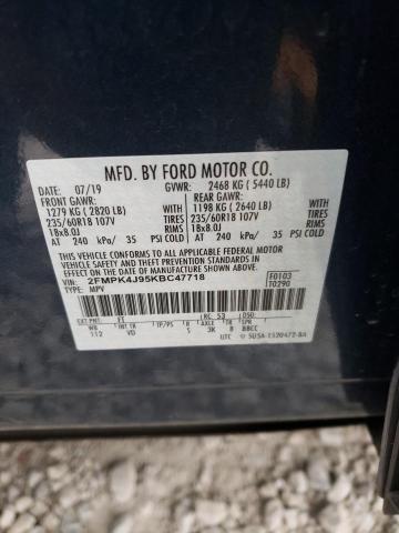 2FMPK4J95KBC47718 | 2019 FORD EDGE SEL