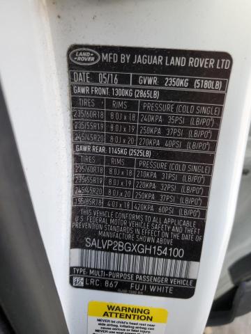 SALVP2BGXGH154100 | 2016 LAND ROVER RANGE ROVE