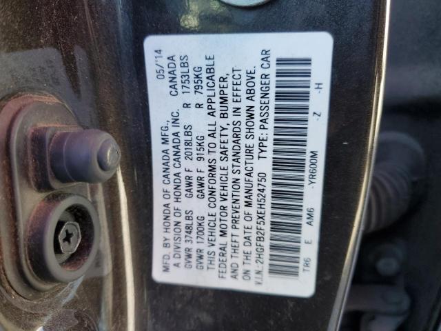 2HGFB2F5XEH524750 | 2014 HONDA CIVIC LX