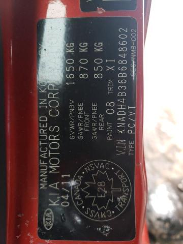 2011 KIA RIO BASE KNADH4B36B6848602