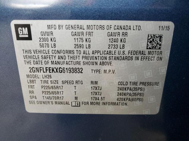 2GNFLFEKXG6193832 | 2016 CHEVROLET EQUINOX LT