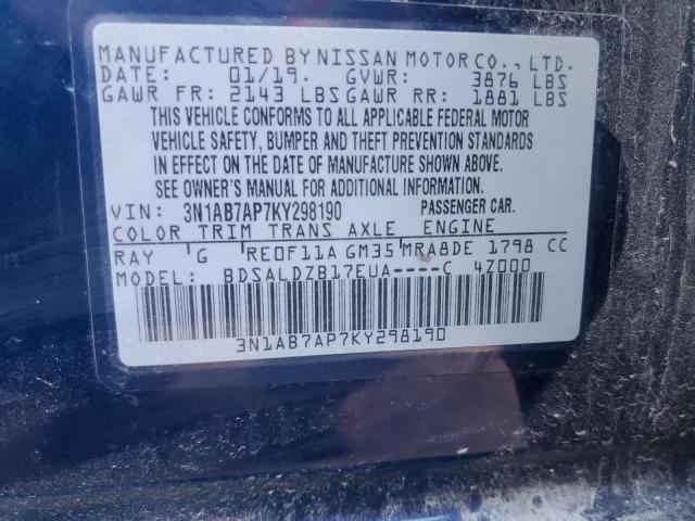 2019 NISSAN SENTRA S - 3N1AB7AP7KY298190
