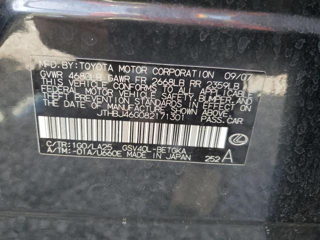 2008 Lexus Es 350 VIN: JTHBJ46G082171301 Lot: 45521284