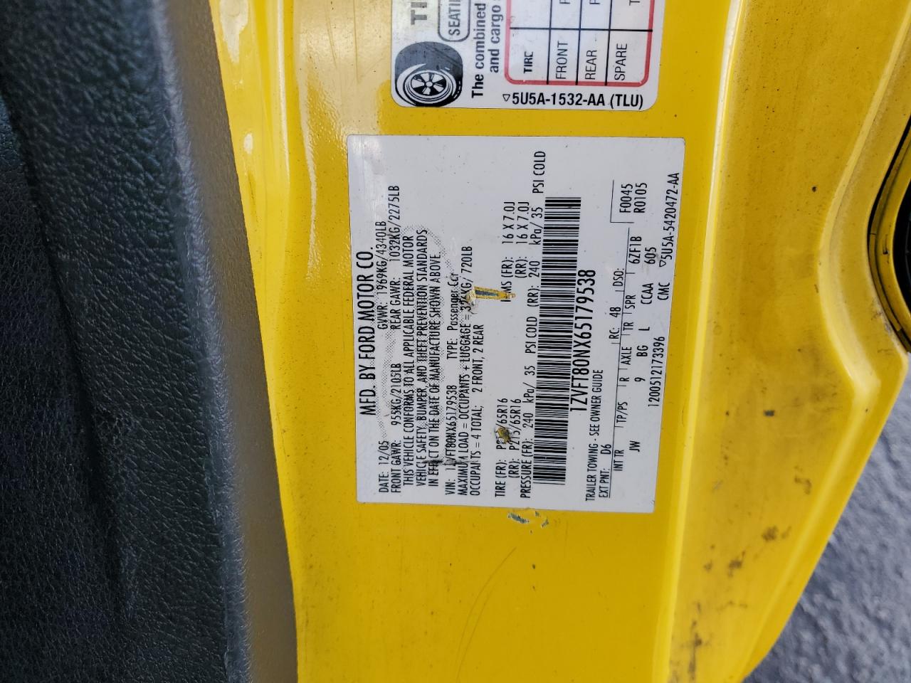 1ZVFT80NX65179538 2006 Ford Mustang