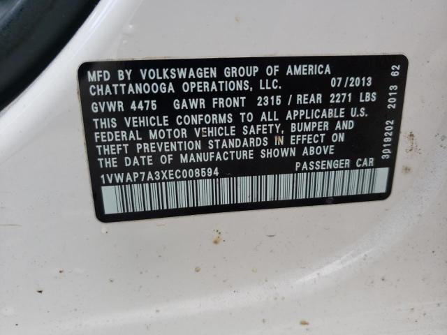 1VWAP7A3XEC008594 | 2014 VOLKSWAGEN PASSAT S