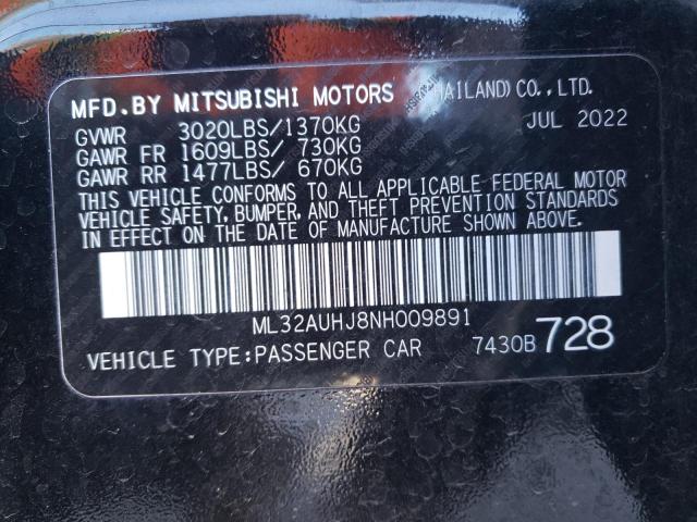 ML32AUHJ8NH009891 | 2022 MITSUBISHI MIRAGE ES