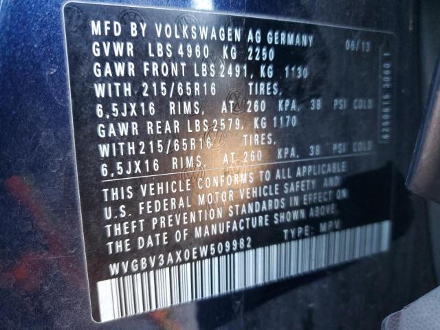 WVGBV3AX0EW509982 | 2014 Volkswagen tiguan s