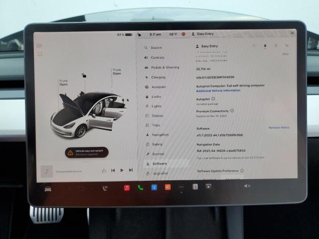 5YJ3E1EB3MF004226 | 2021 TESLA MODEL 3