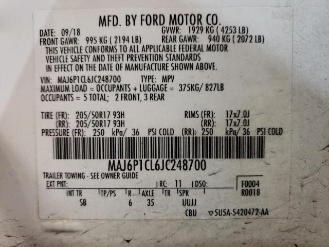 MAJ6P1CL6JC248700 | 2018 FORD ECOSPORT S