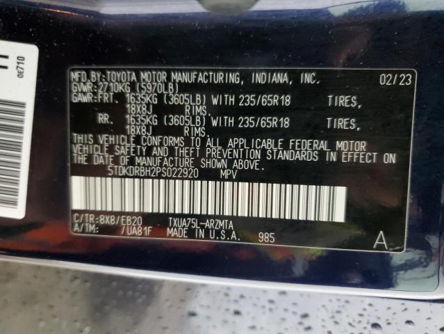 VIN 5TDKDRBH2PS022920 2023 Toyota Highlander, L no.13