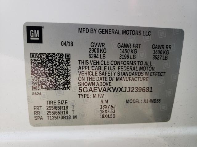 5GAEVAKWXJJ239681 | 2018 BUICK ENCLAVE ES