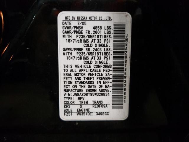 JN8AZ08T95W326834 2005 Nissan Murano Sl