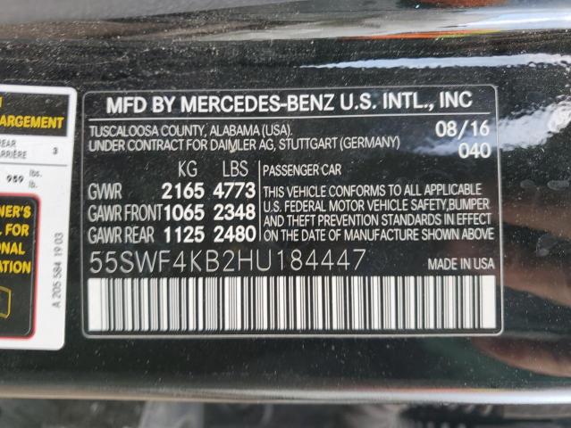 55SWF4KB2HU184447 2017 MERCEDES-BENZ C-CLASS, photo no. 13