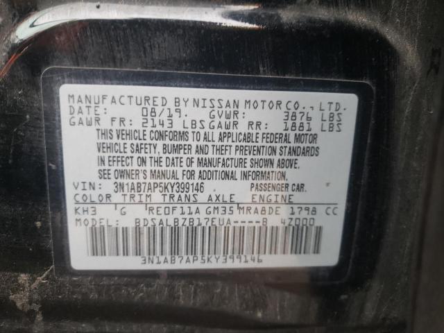 3N1AB7AP5KY399146 | 2019 NISSAN SENTRA S