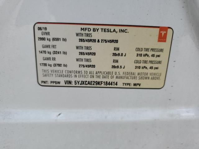 5YJXCAE29KF184414 | 2019 Tesla model x