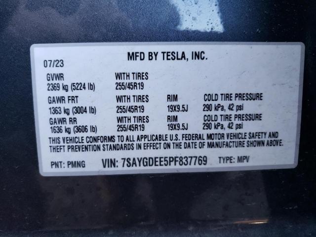 7SAYGDEE5PF837769 | 2023 TESLA MODEL Y