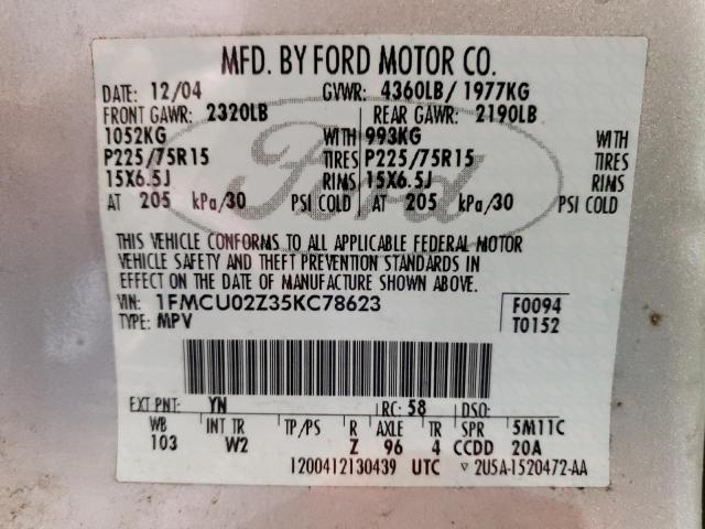 2005 Ford Escape Xls VIN: 1FMCU02Z35KC78623 Lot: 79212003