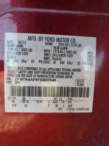 2FMTK4AP8FBB07648 | 2015 FORD EDGE SPORT