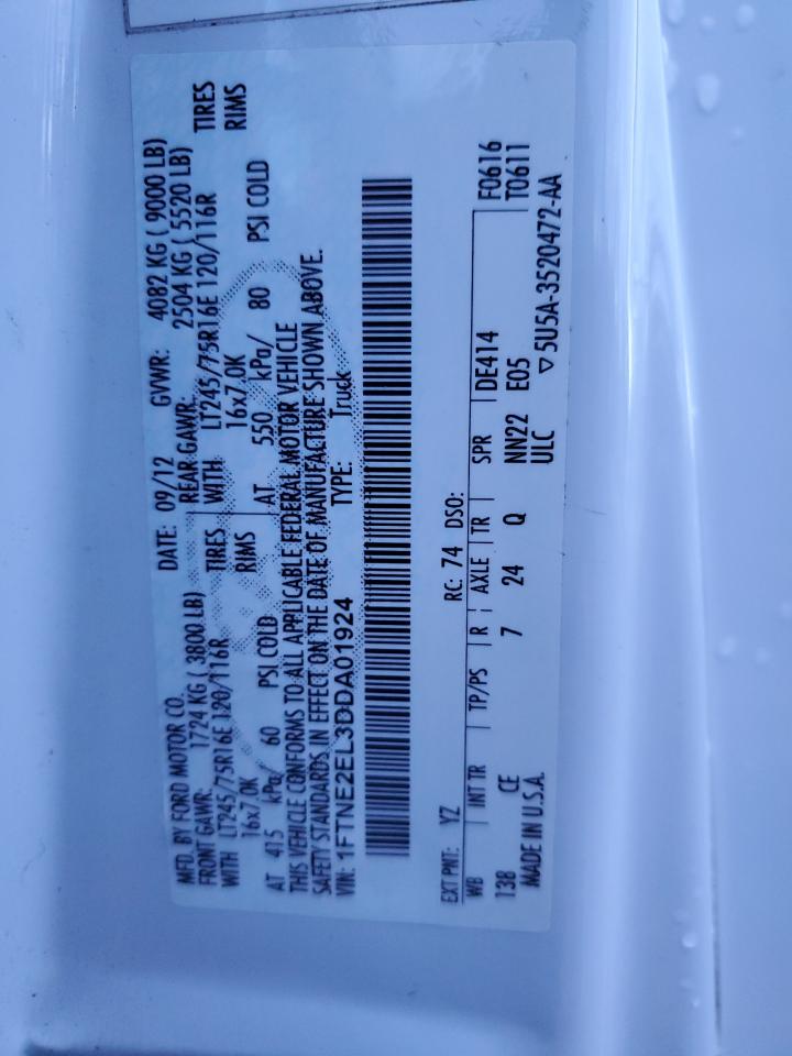 1ftne2el3dda01924 1FTNE2EL3DDA01924 2013 Ford Econoline E250 Van