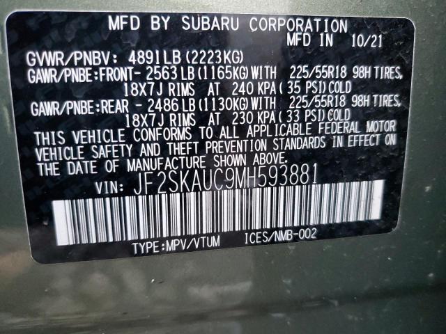 JF2SKAUC9MH593881 | 2021 SUBARU FORESTER L